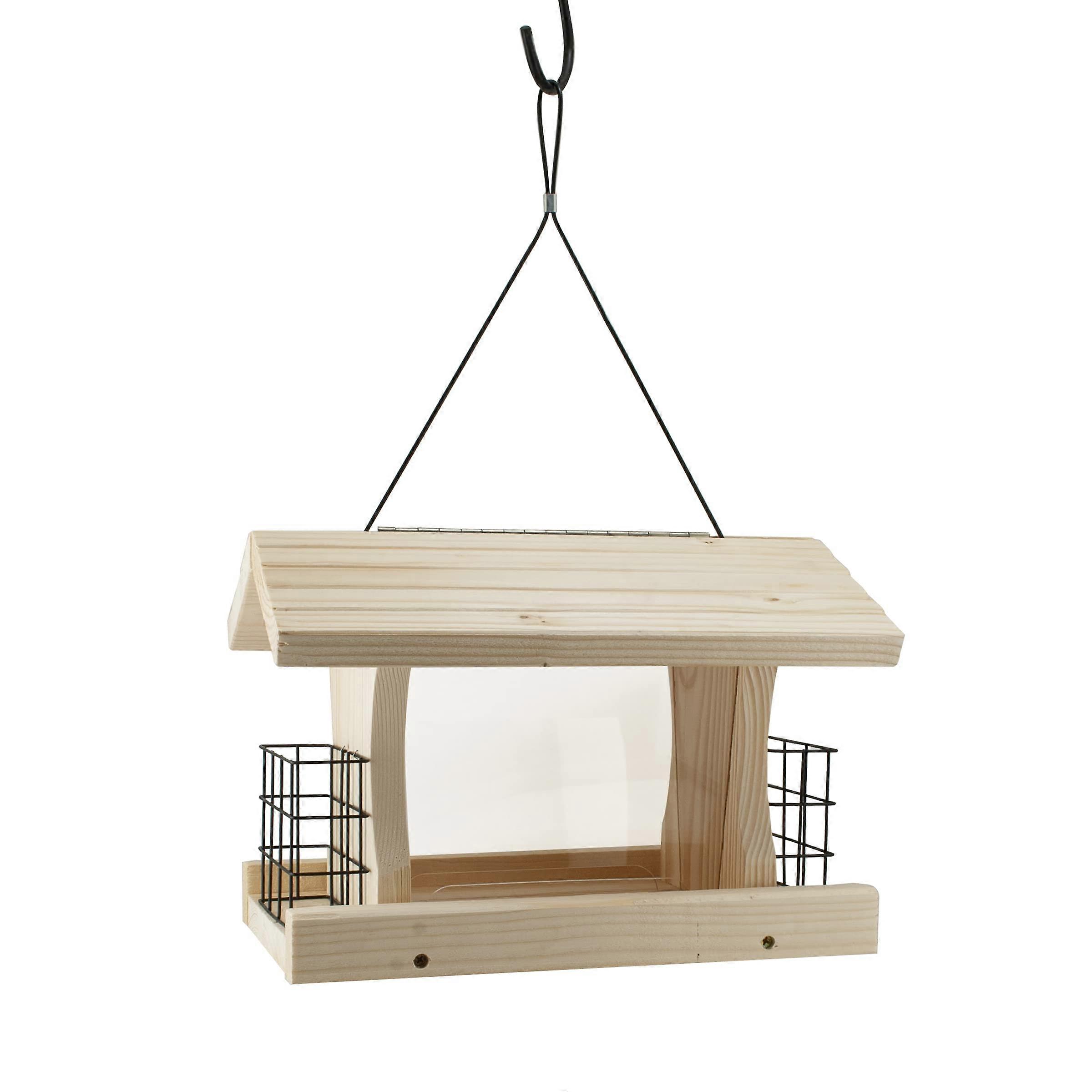 Wood Bird Feeder with 2 Suet Cages - 5 lb Capacity for Attracting Wild Birds