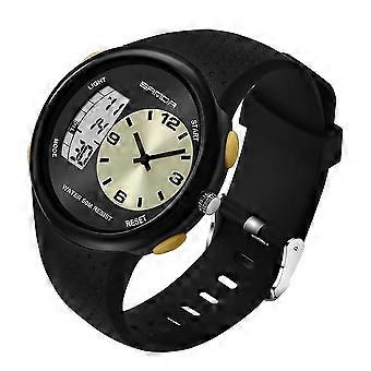 Sanda 763 Mannen Waterdicht Studenten Horloge Explosieve Mode Multifunctioneel Nachtlampje Outdoor Geel