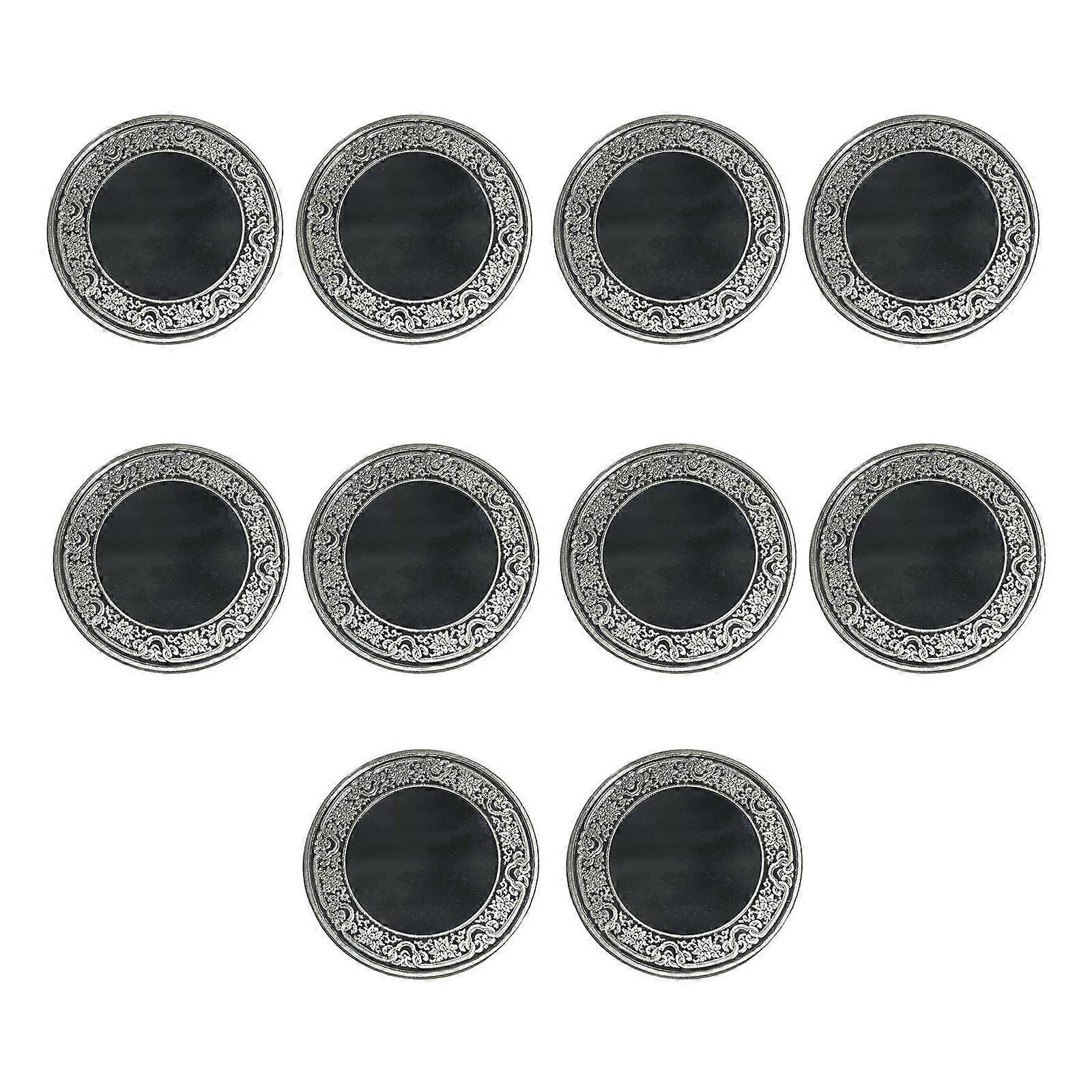 Set Of 10 Blank Challenge Coin 40mm Diameter Flower Edged Round Coin for Personalizing Engraving Includes Protective Box  Silver