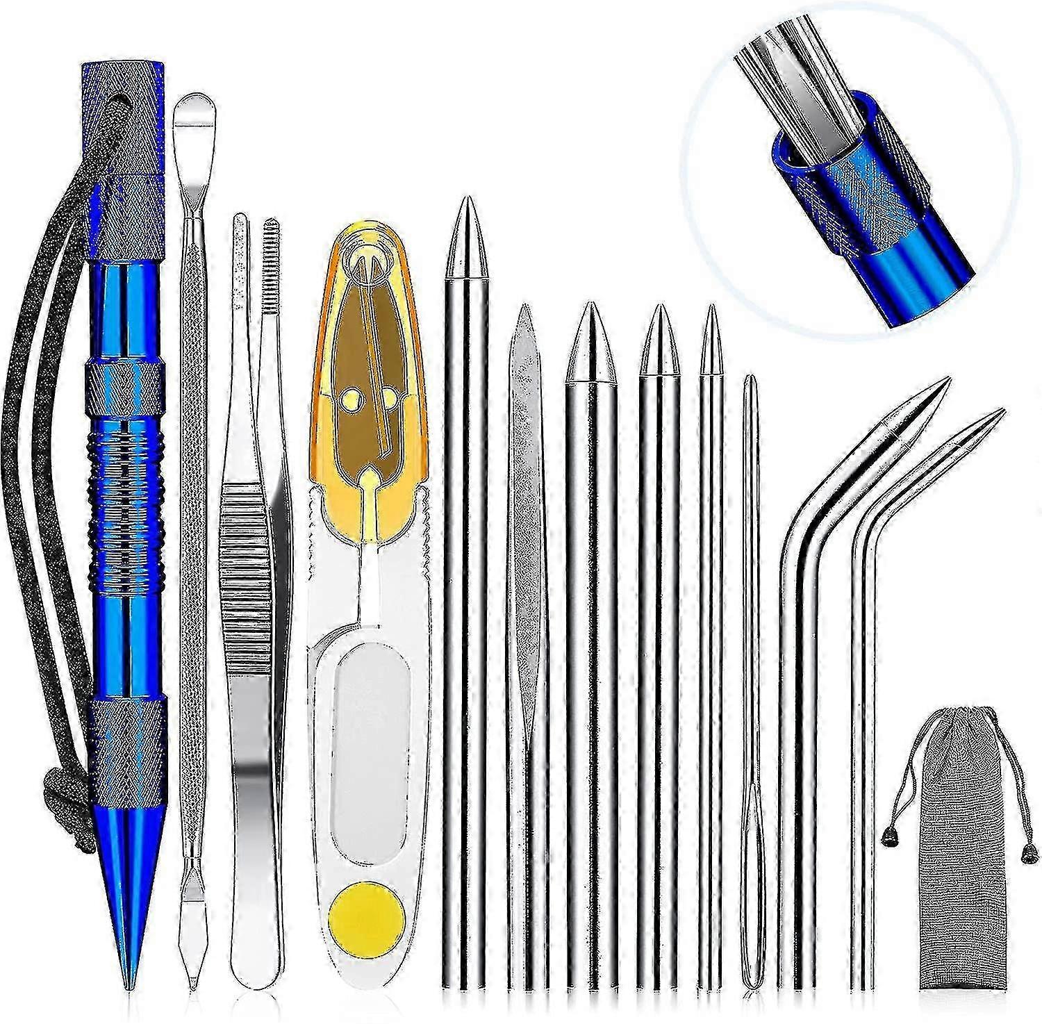 (Free shipping)Knotter Tools, Fid Paracord Fid Set Stainless Steel Paracord Lacin Needles And Smoothing Tool For