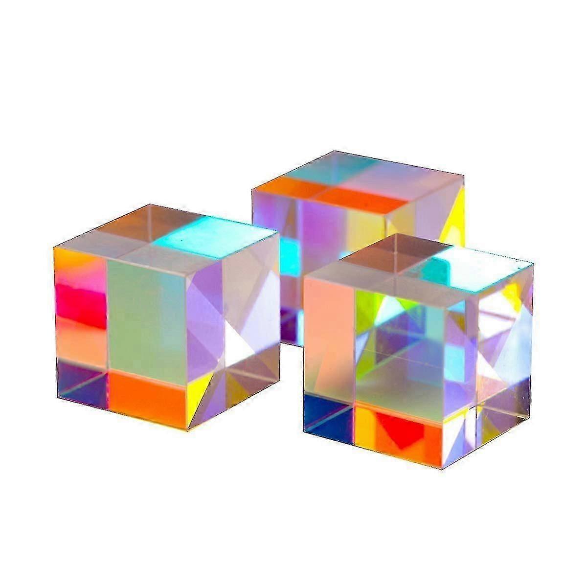 Cube Prisms Optical Triangular Prisms Beamsplitter Prisms Dispersive Prisms For Physical And Decorative Same Size 2 Cm 2 Pieces