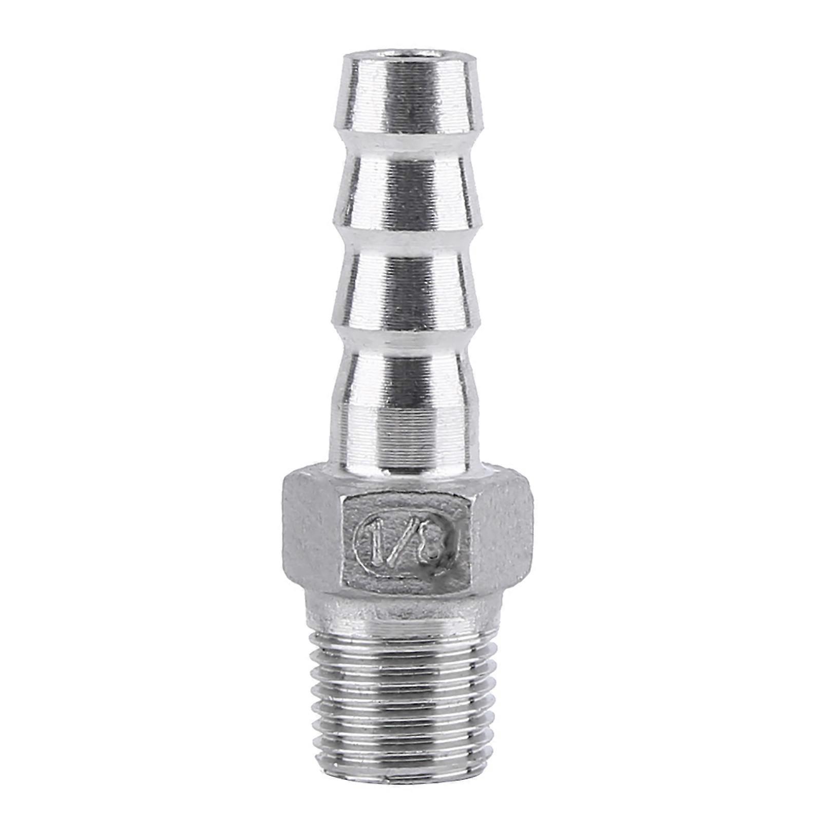 Male Thread Hose Pipe Fitting Barb Hose Tail Connector Stainless Steel 304 (1/8"x8mm)