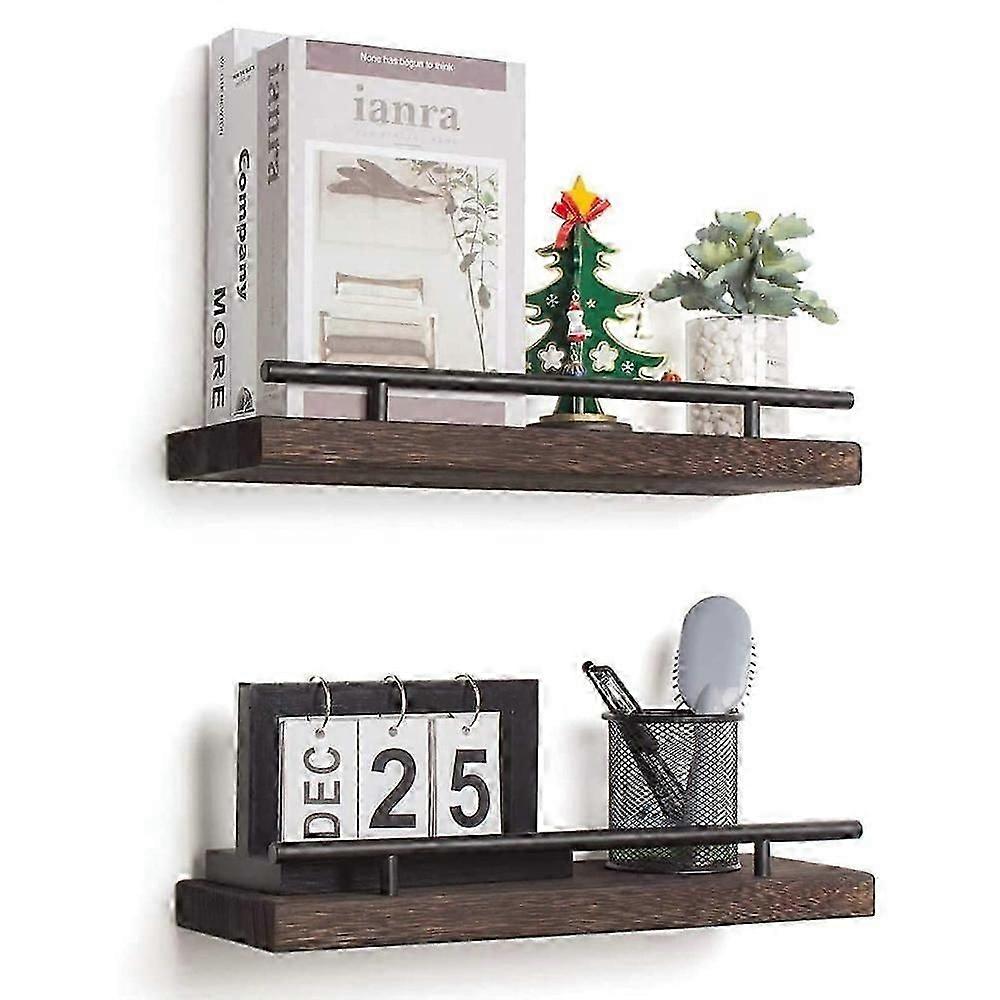 2pcs מדף אחסון לוח עץ מותקן על קיר מדפי מארגן הבית