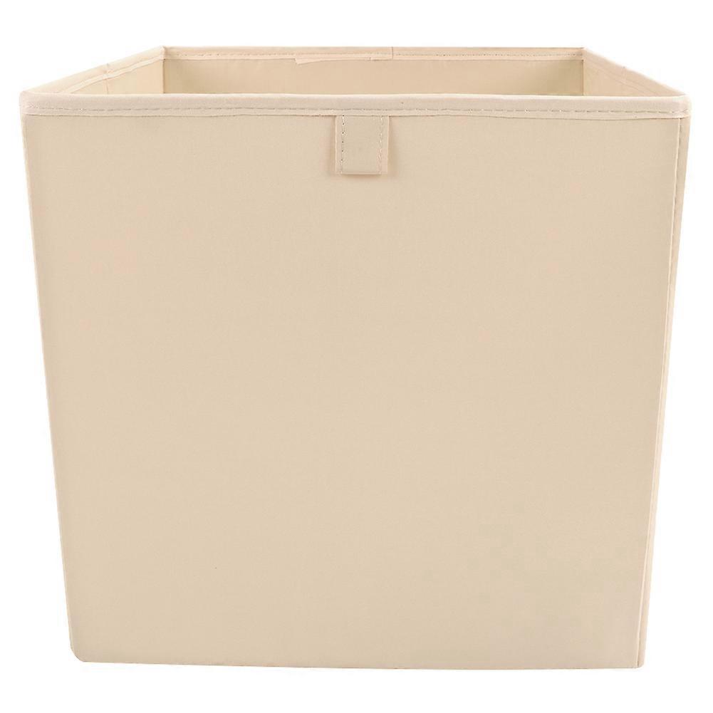 Square Cloth Storage Box Case with Handle for Home Living Room, Large Fabric Organizer in Neutral Color, 12x12 Inches