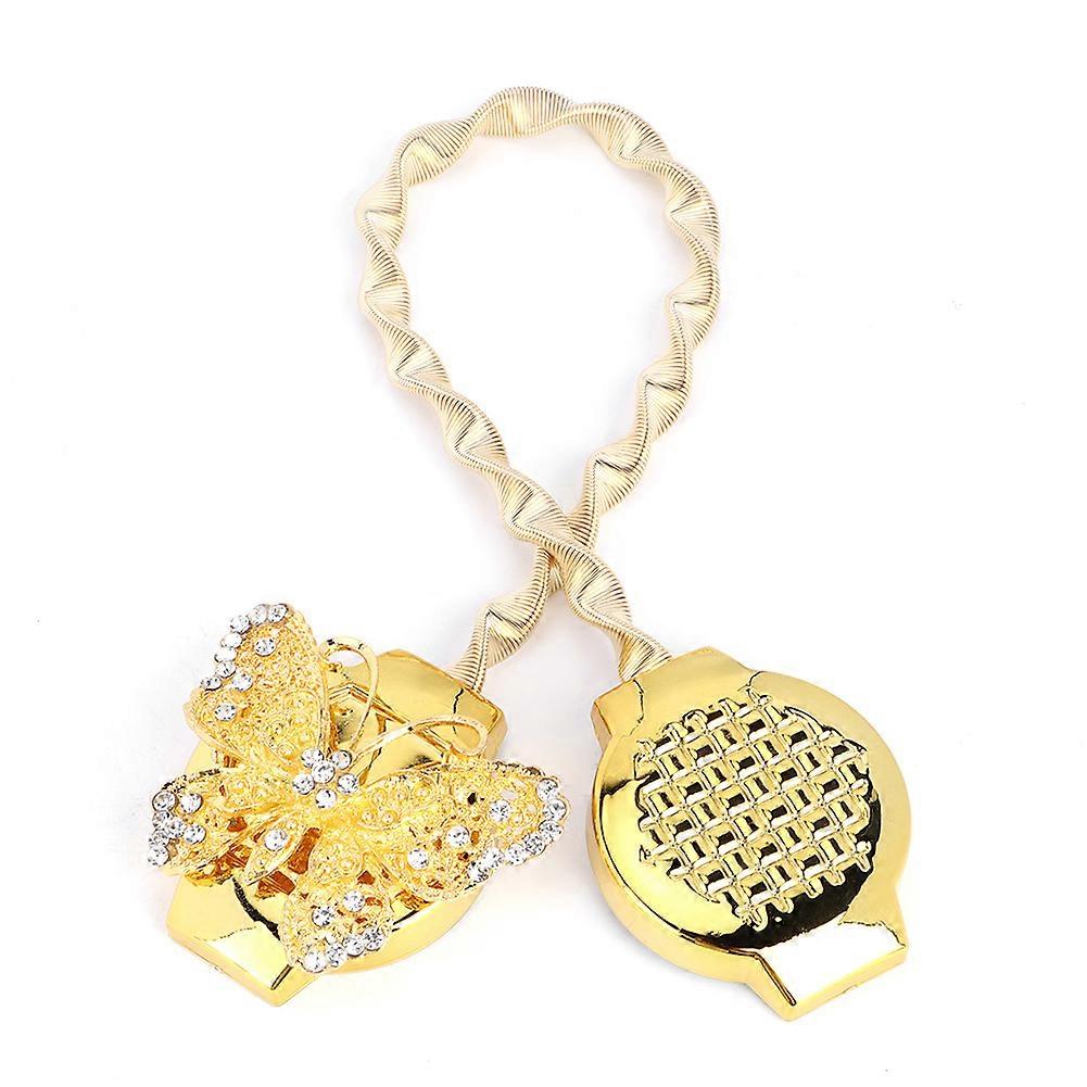 Magnetic Curtain Tiebacks Stretchable Spring Buckle Clips With Rhinestone Decoration For Drape Windows Adjustable