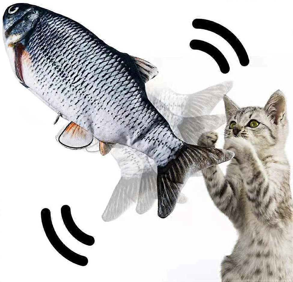 Electric Toy Fish with Catnip, Interactive Toy with USB, Plush Simulation Fish for Cat to Play, Bite, Chew and Kick