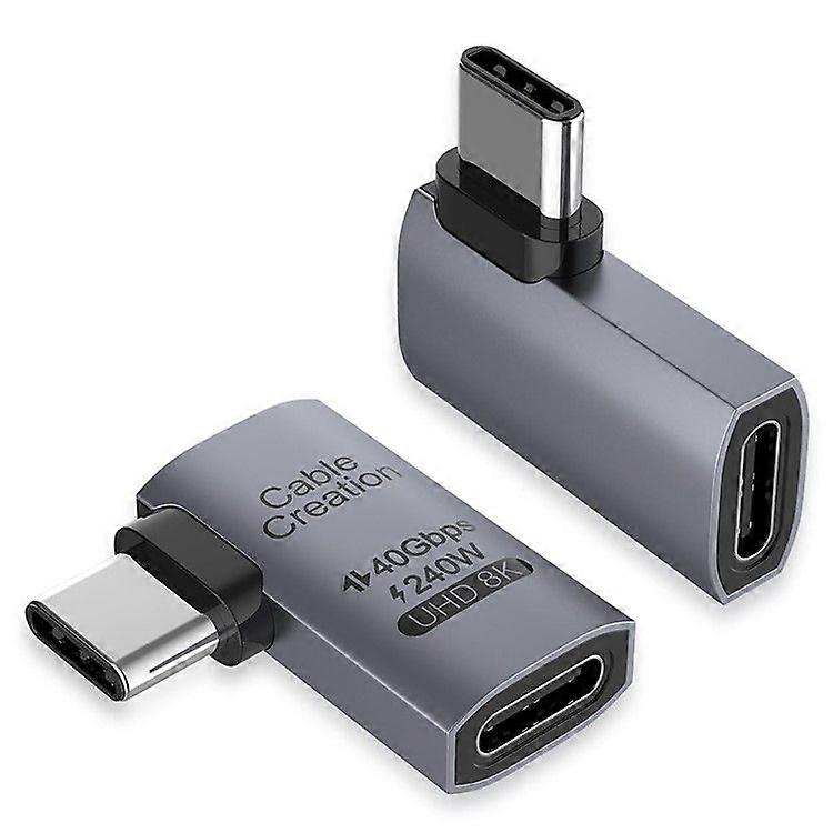 CABLECREATION USB 4.0 Armbåge Typ-C hane till Typ-C hona omvandlare 240W snabbladdningsadapter