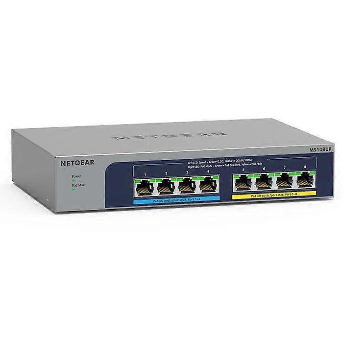 NETGEAR Plus MS108EUP - Διακόπτης - Διαχειριζόμενη - 4 x 100/1000/2.5G (PoE ++) + 4 x 100/1000/2.5G (PoE +) - επιτραπέζιος υπολογιστής, επιτοίχια τοποθέτηση - Po