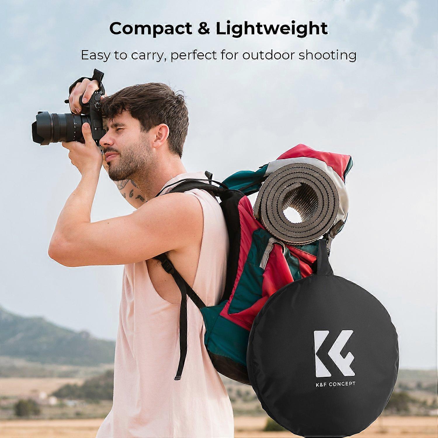 K&F CONCEPT 110cm/43in Photography Collapsible Light Reflector 5-in-1 (Translucent, Silver, Gold, Wh