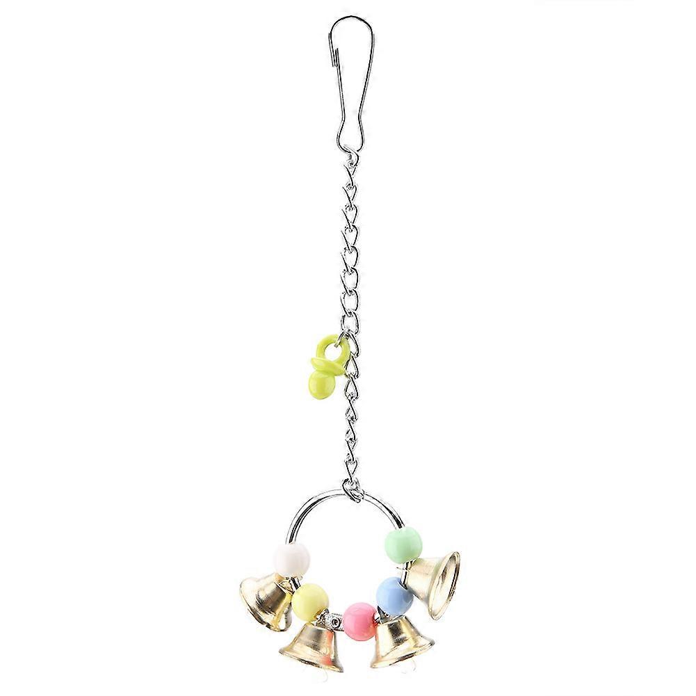 Parrot Toy Bird Chewing Toy with Bell, Hanging Bird Cage Toy for Small to Medium Parrots, Colorful Natural Material