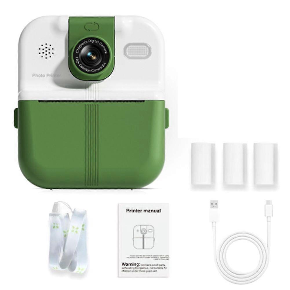Kids Camera Instant Print 1080P HD Children Digital Camera for Boy Girl Gifts Toys Thermal Print Small Camcorder Green