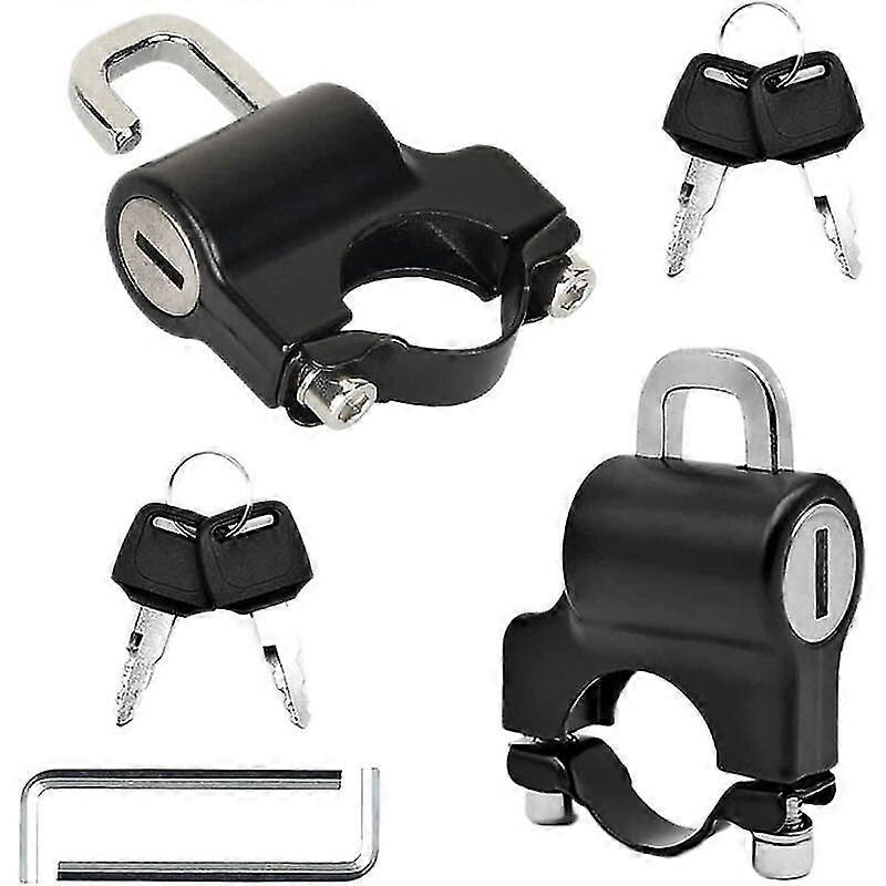 2Pcs Motorcycle Helmet Lock Universal Safety Helmet Anti-Theft Handlebar Padlock with 4 Keys for Motorcycle Bike Scooter, 22-28mm (Black)_Special Gift