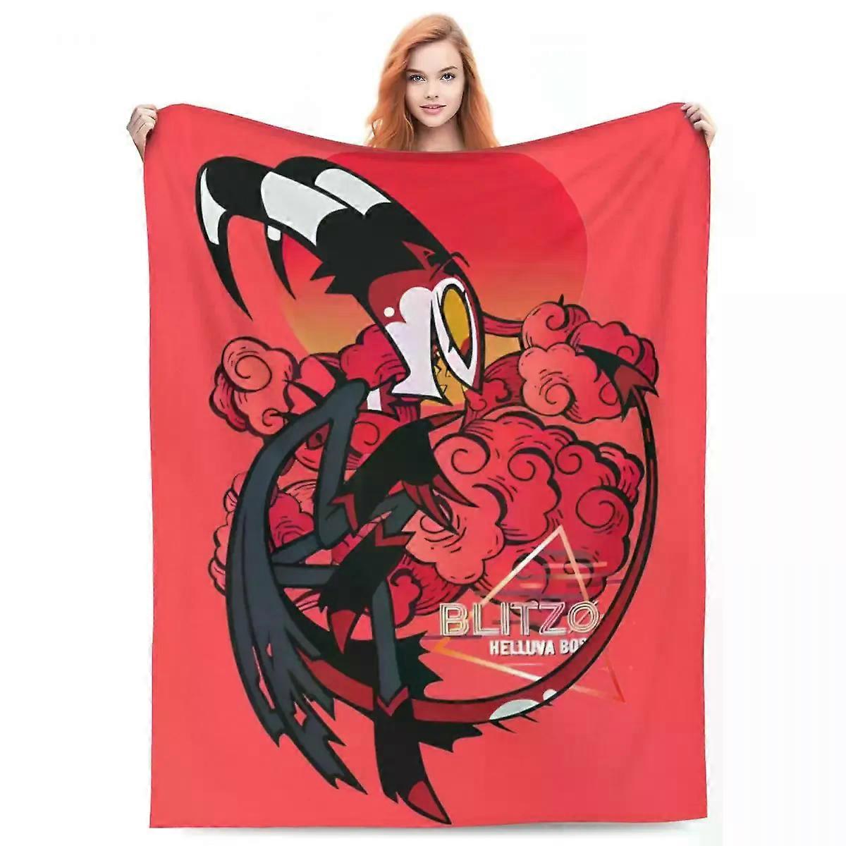 Helluva-Boss Retro Blitzo Blankets Velvet Spring Autumn Multifunction Super Soft Throw Blankets for Sofa Outdoor Rug Piece