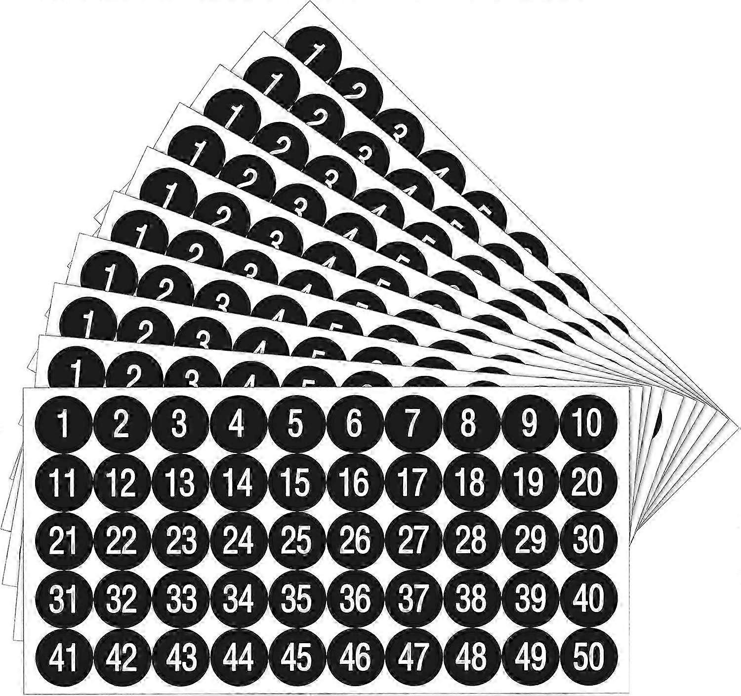 20 Sheets 1 To 50 Number Stickers Continuous Number Stickers Self Adhesive Decals For Indoor And Outdoor Waterproof Labels Stock Assortment
