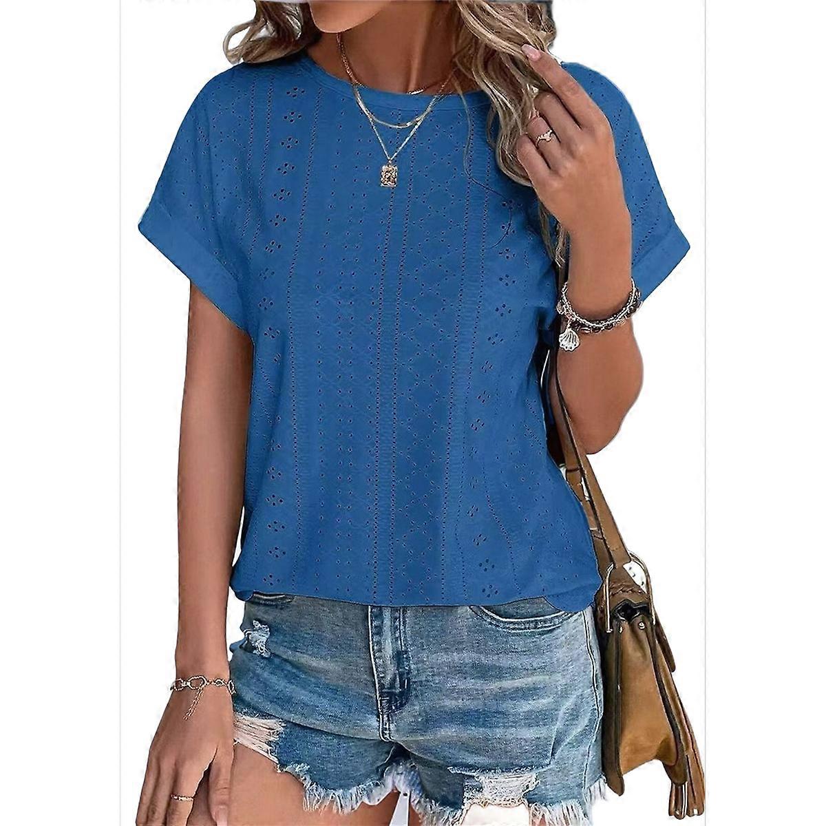 Womens Short Sleeve Tops Blue S