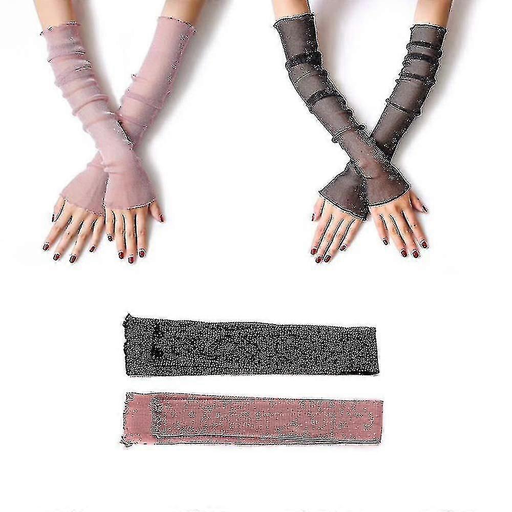 2 Pair Uv Protection Arm Warmers Sunscreen Arm Cooling Sleeves Arm Sleeves #yg