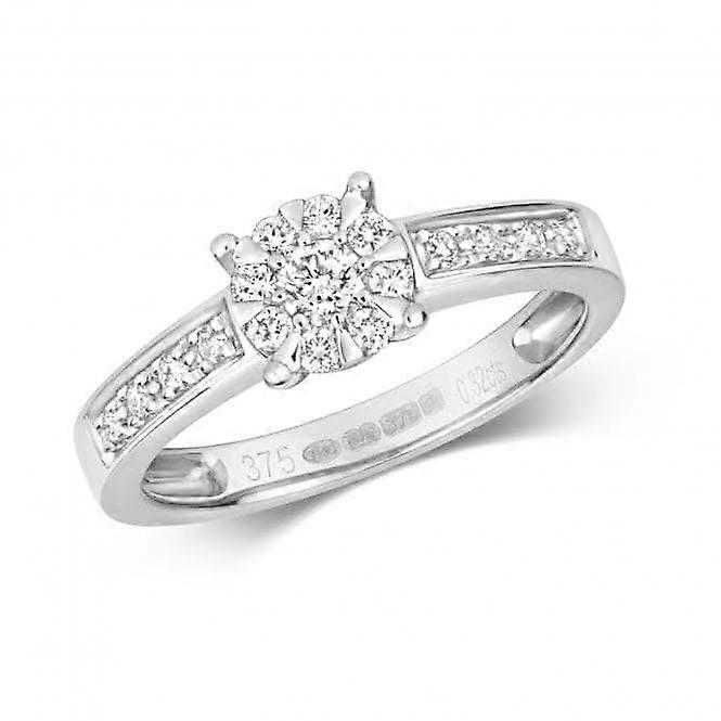 Diamond Jewellery 9k White Gold Ring with 0.33 Carat RD119W
