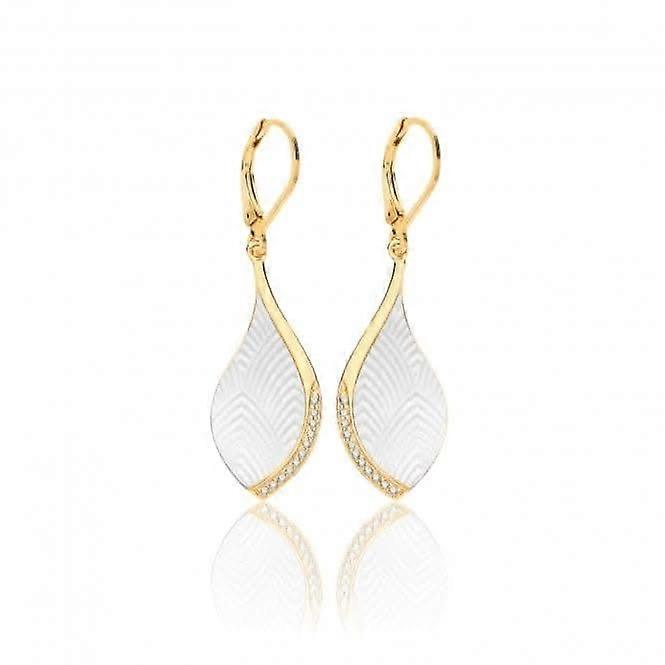 Silver & Co Mother of Pearl CZ Earrings with Yellow Gold Plating - SEG0088Y