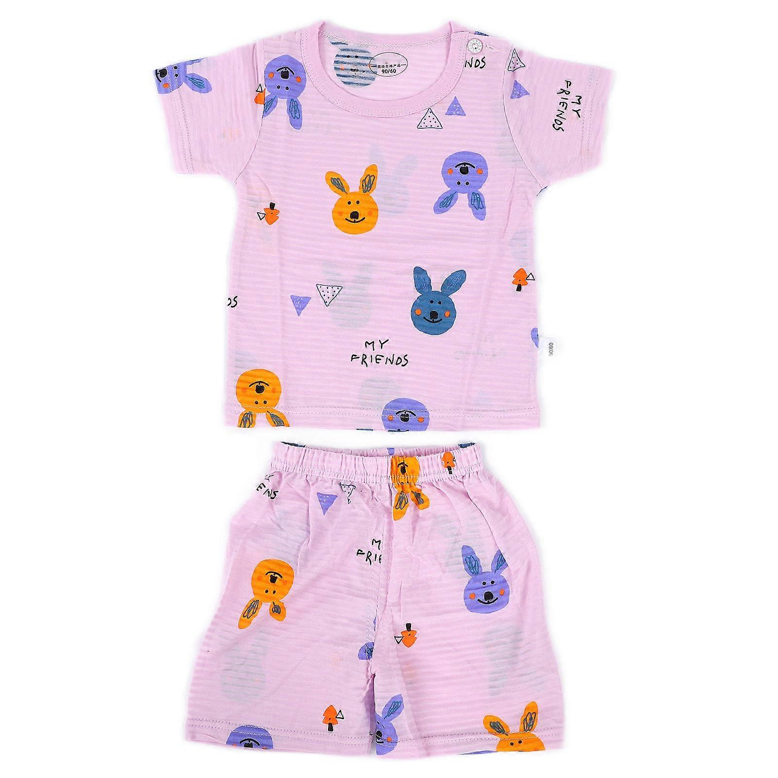 2 قطعة الأرنب قصيرة الأكمام قميص السراويل القصيرة الطفل الصيف تنفس الملابس بيجامة بدلة