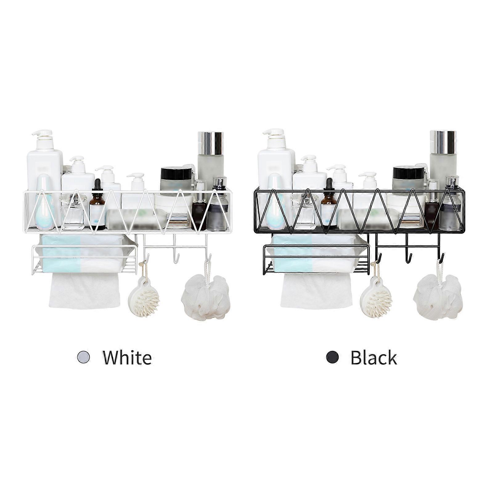 Shower Caddy With Face Towel Rack 3 Hooks Bathroom Shelf Organizer Wall Mounted Bathroom Shelf No Drilling Adhesive Shower Storage Basket Storage Rac