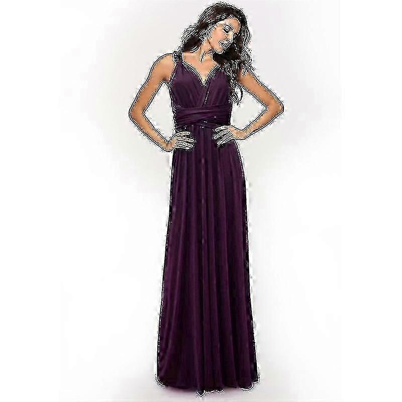 Multi-way Wrap Maxi Pour - Femmes Soirée Demoiselle d'honneur Vêtements Formels M Violet Profond