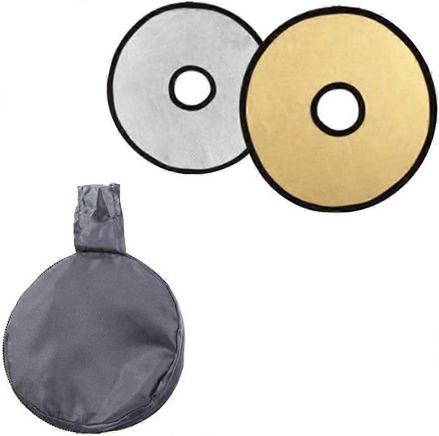 2 in 1 Photography Photo Reflector Collapsible Disc Light Reflector Portable Hollow Light Diffuser DSLR Light Lens-Mount, 30 CM, Gold/Silver