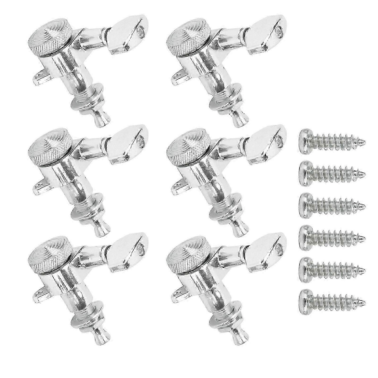 6Pcs Locking Guitar String Tuning Peg Metal Electric Sealed Tuner Head Key Set Kit Silver6 Right Peg Set SZRH A-N