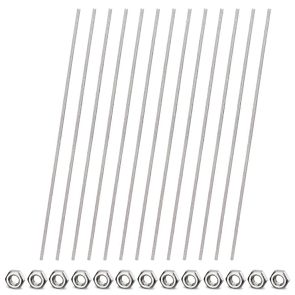 8/32Inch Threaded Rods and Hex Nuts, 12Inch Fully Rod Threaded