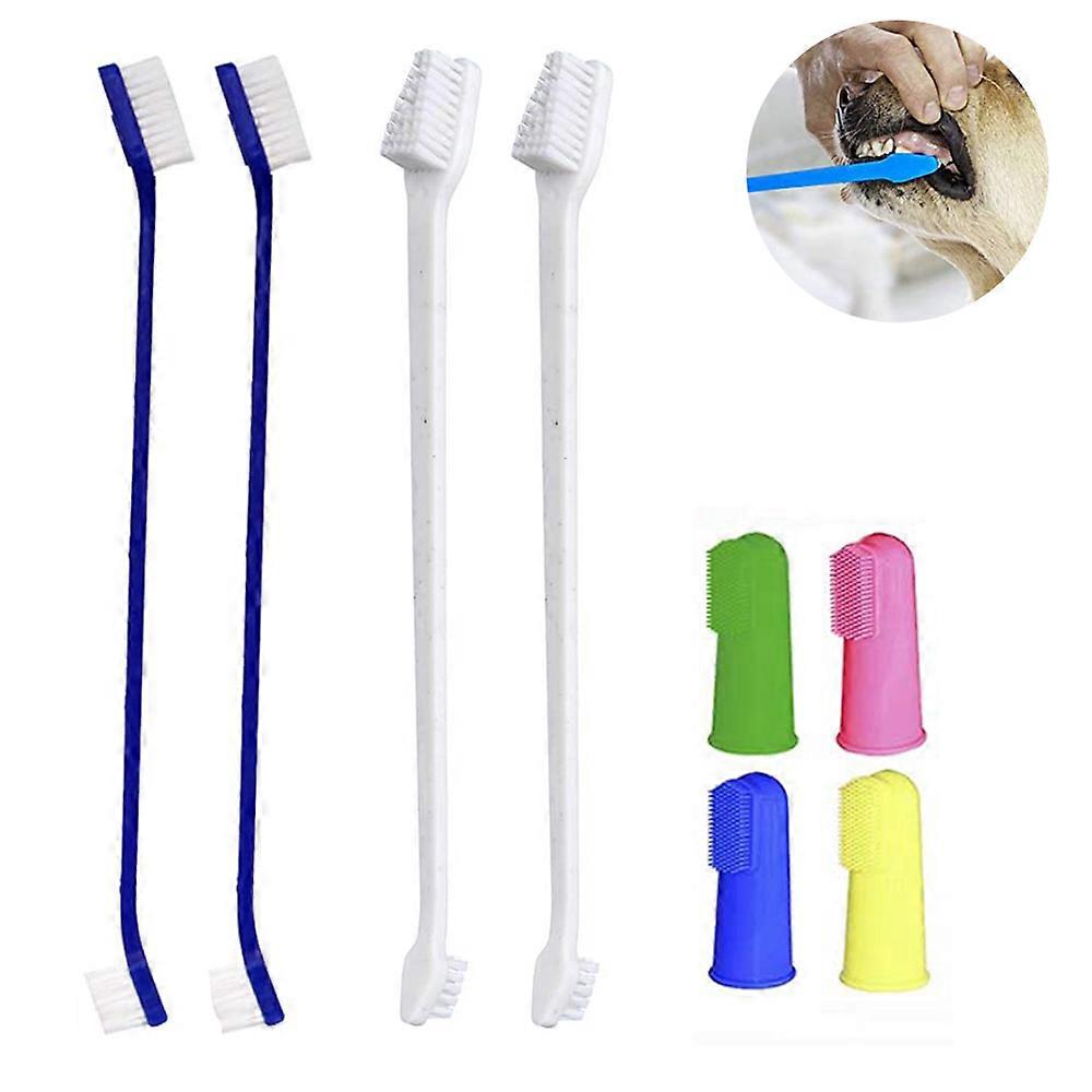 Pet Toothbrush Set, Soft Bristles For Gentle Yet Effective Cleaning, Dual-Head Design Ideal For All Pet Sizes, Complete Tools Included