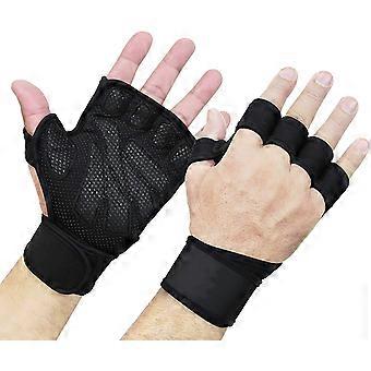 Wrist Wrapped Active Sport Holder Weight Lifting Gloves - Extra Grip and Padding, Black, Extra Small, for Men and Women