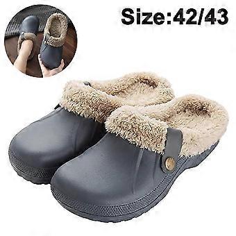 Waterproof Fur Lined Slippers - Women and Men Winter Clogs - Warm Garden Shoes