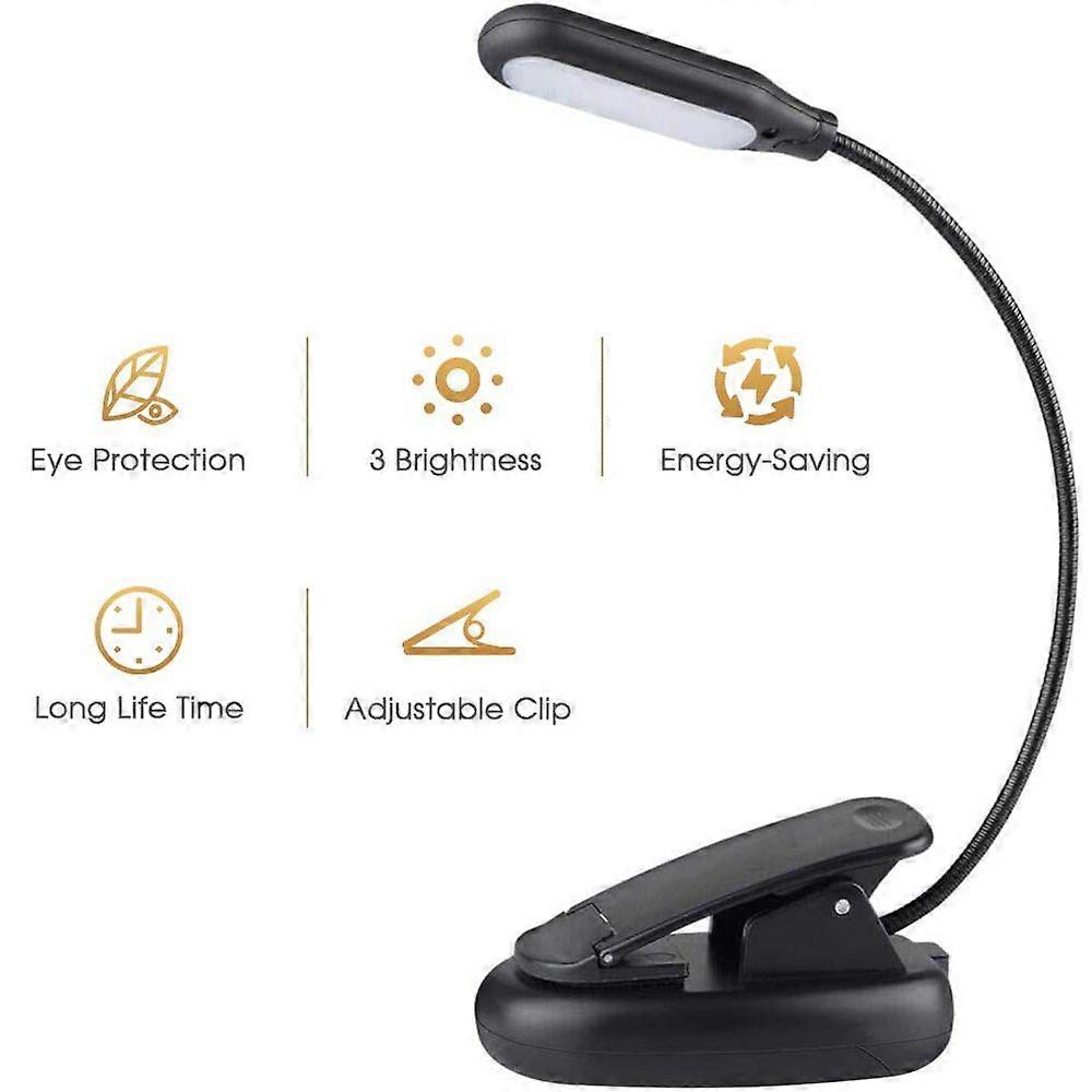 Rechargeable Book Light, LED Clip on Reading Light for Book in Bed, 3 Color 3 Brightness, Up to 60 Hours Eye Care Reading, Warm & White, Perfect for