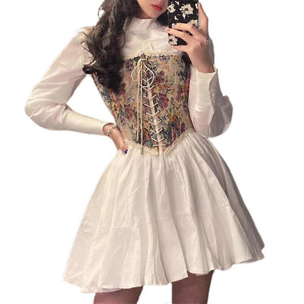 Kolsuz Elbiseler Kadın Yaz İnce Yay Baskılı Sevimli Moda Seksi Bayanlar A-line Giyim Casual All-match M