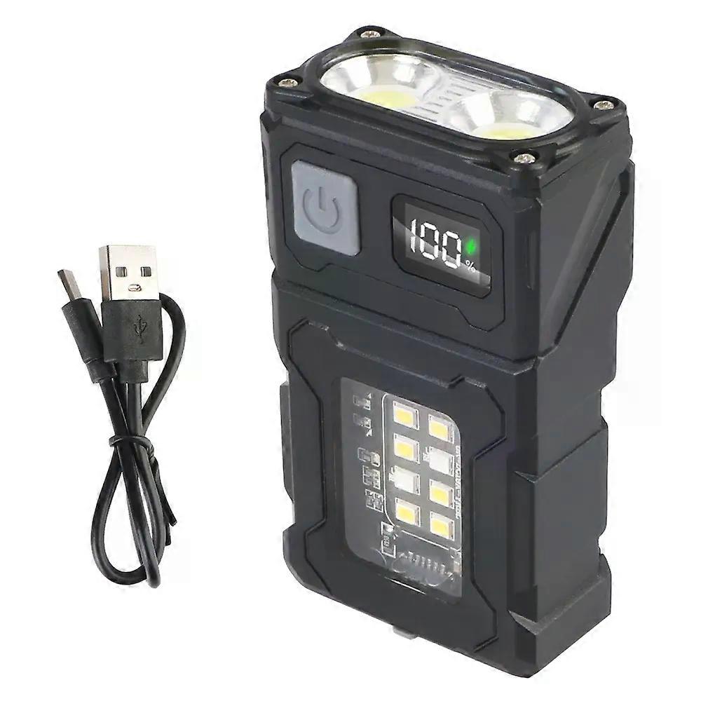 USB Rechargeable Portable Adjustable Angle Flashlight Hiking Camping Working Multifunctional Emergency Light Side Lamp