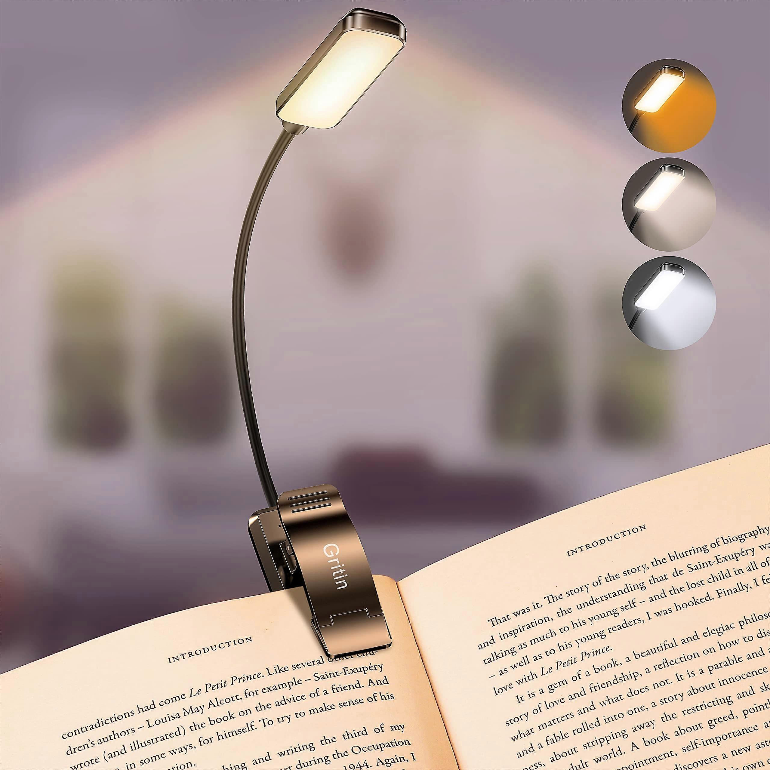 9 LED Rechargeable Book Light for Reading in Eye - Bed Caring 3 Color Temperatures,Stepless Dimming