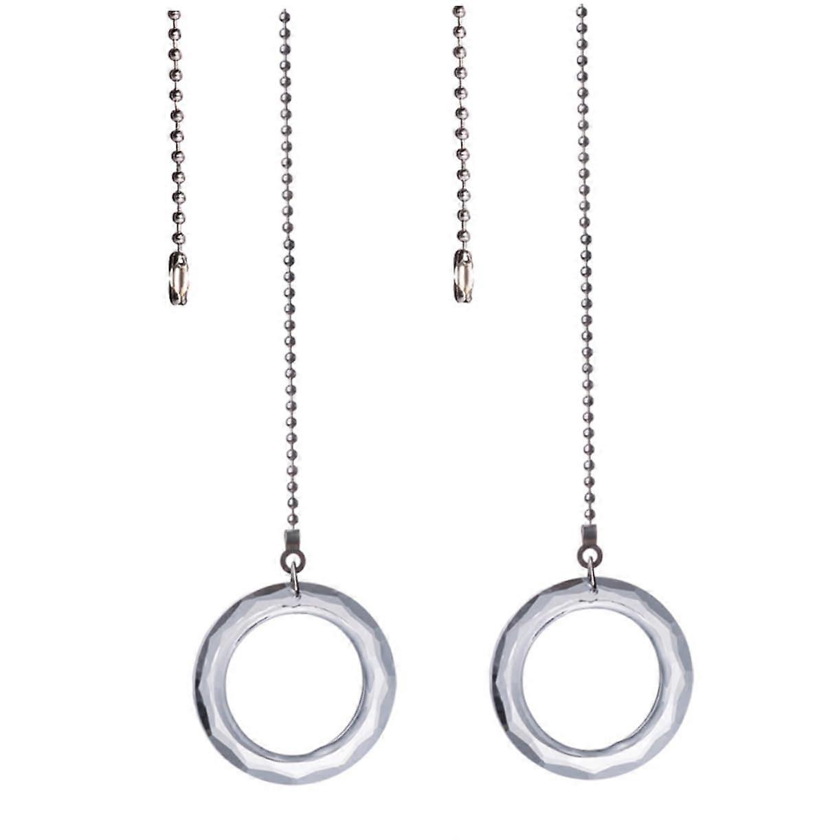 Crystal Ring Fan Pull Chain Pendant Set - 3 Stylish Ceiling Light Decor Accessories in Delicate Design, Compatible with Most Fixtures