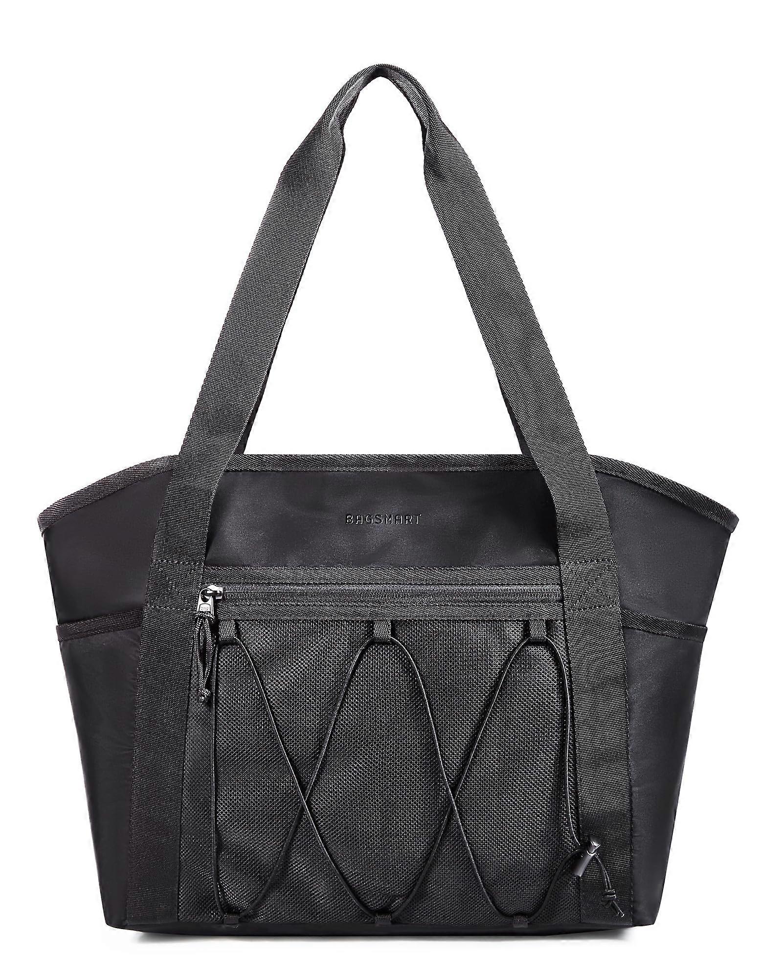 Travel fitness for open space activities with elastic cable women's multi -compartment tote bag black