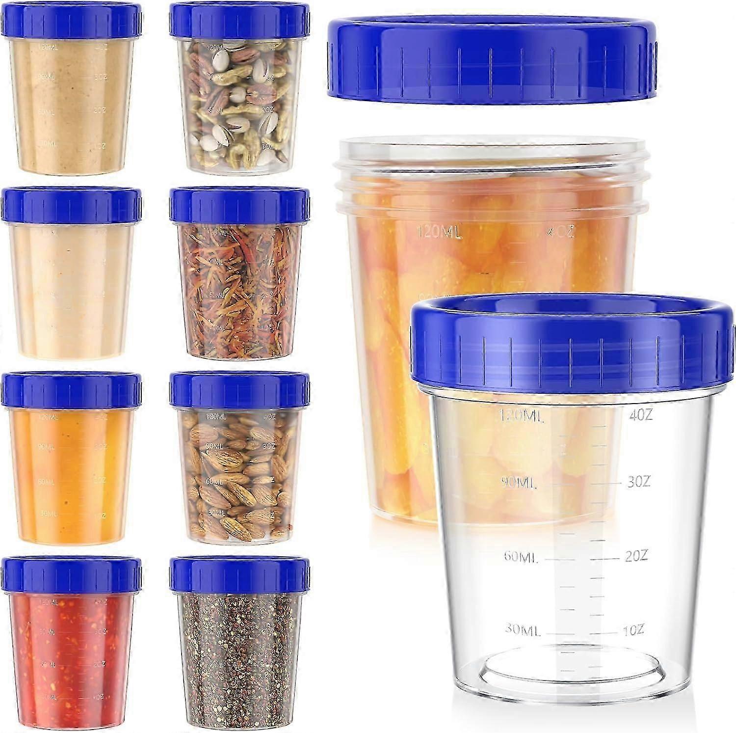 10 Salad Dressing Containers, Small Containers with Lids, Leakproof Condiment Containers, 4 oz.