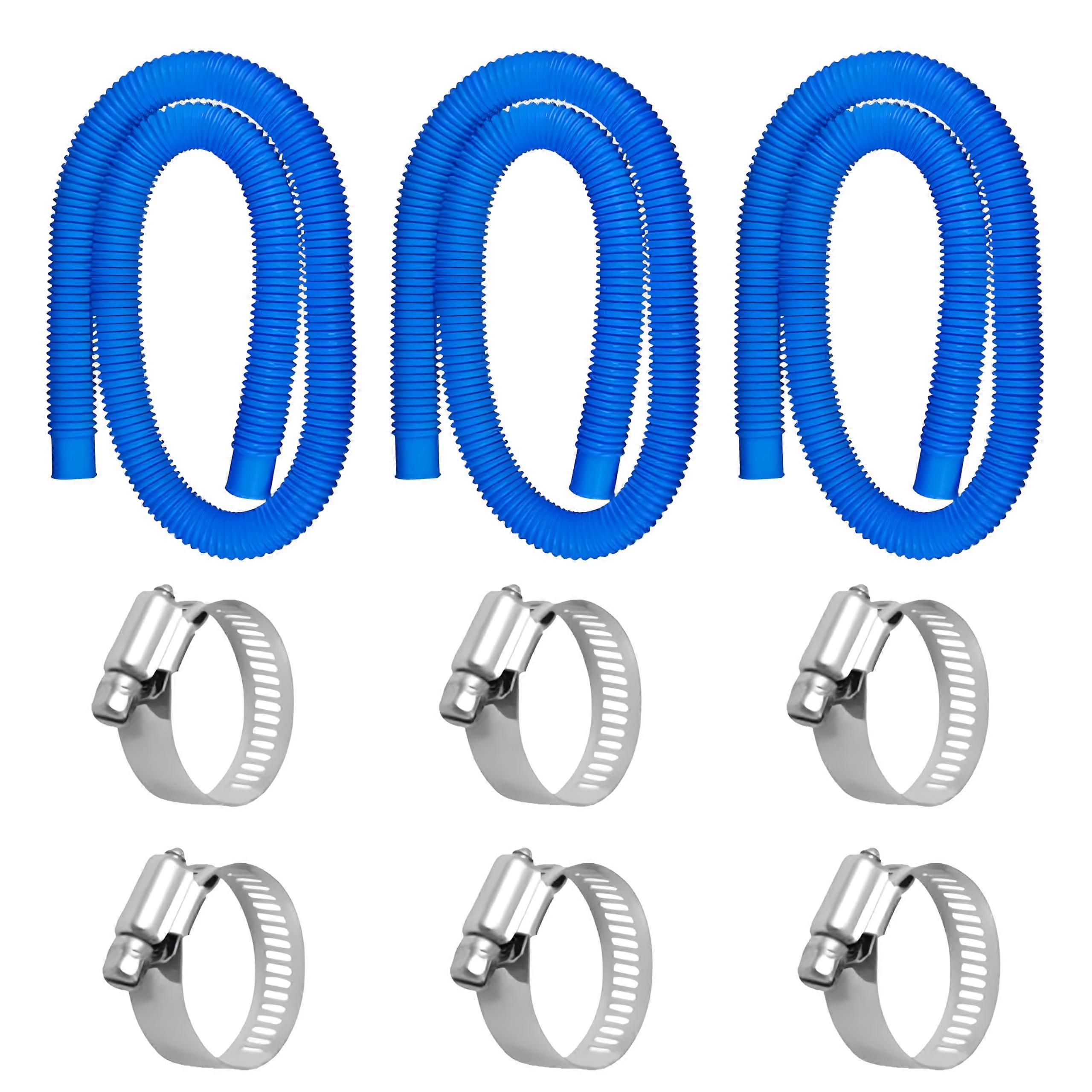 Pool Hoses For Above Ground Pools 1.25in x 59in Replacement Compatible With Intex Coleman Pumps 607 635 637 3 Pack Blue
