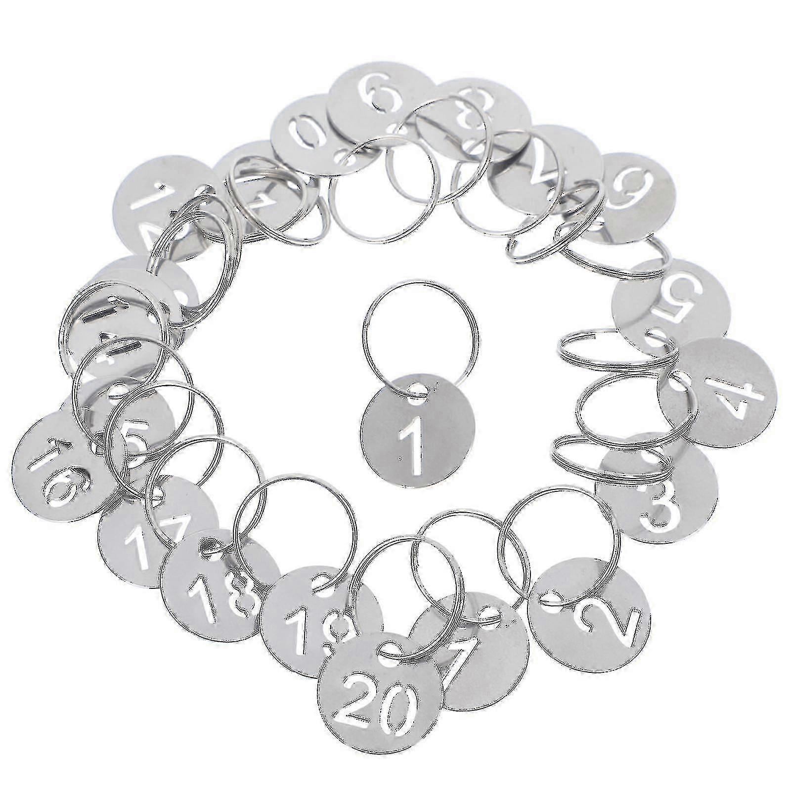 50pcsラウンド番号付きタグステンレス鋼番号1-20タグメタルキータグ-チュアン