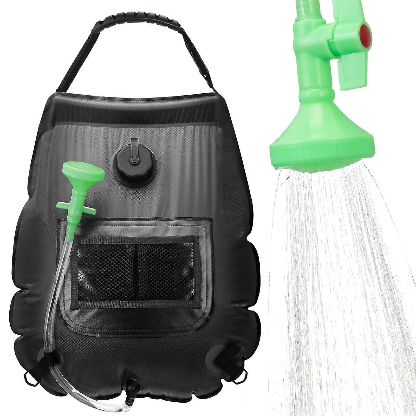 solar shower bag, 20 l, solar heating, outdoor camping, shower bag with onoff shower head