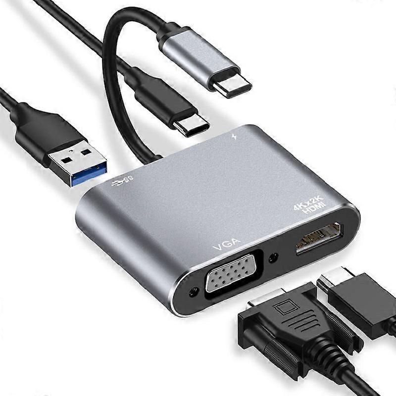 TypeC to VGA docking station HDMI converter mobile phone transfer monitor projector adapter computer