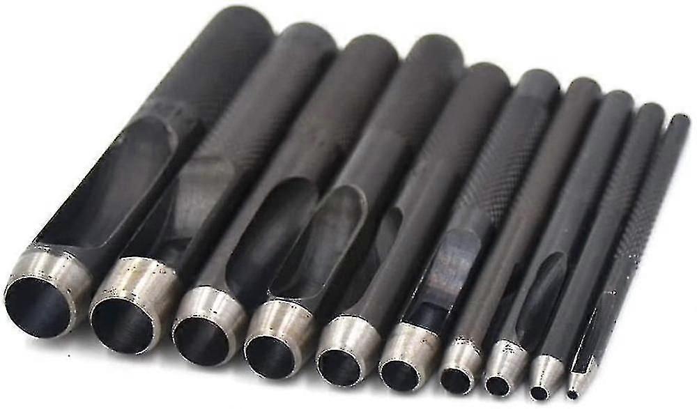 10 Pcs Round Carbon Steel Leather Craft Chisel Hollow Hole Punch 1mm-10mm For Leather Belt Tool Seal Tools