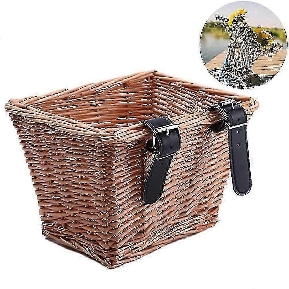 Detachable Multifunctional Wicker Front Bike Basket for Storage