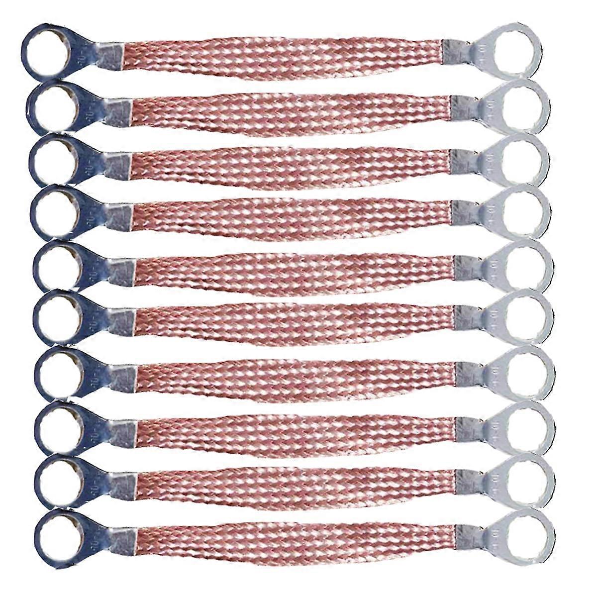 10 Pieces, Terminal Copper National Standard Braided Ground Wire/6 Square; Length 6 inches (150 mm); Terminal Hole: 12mm