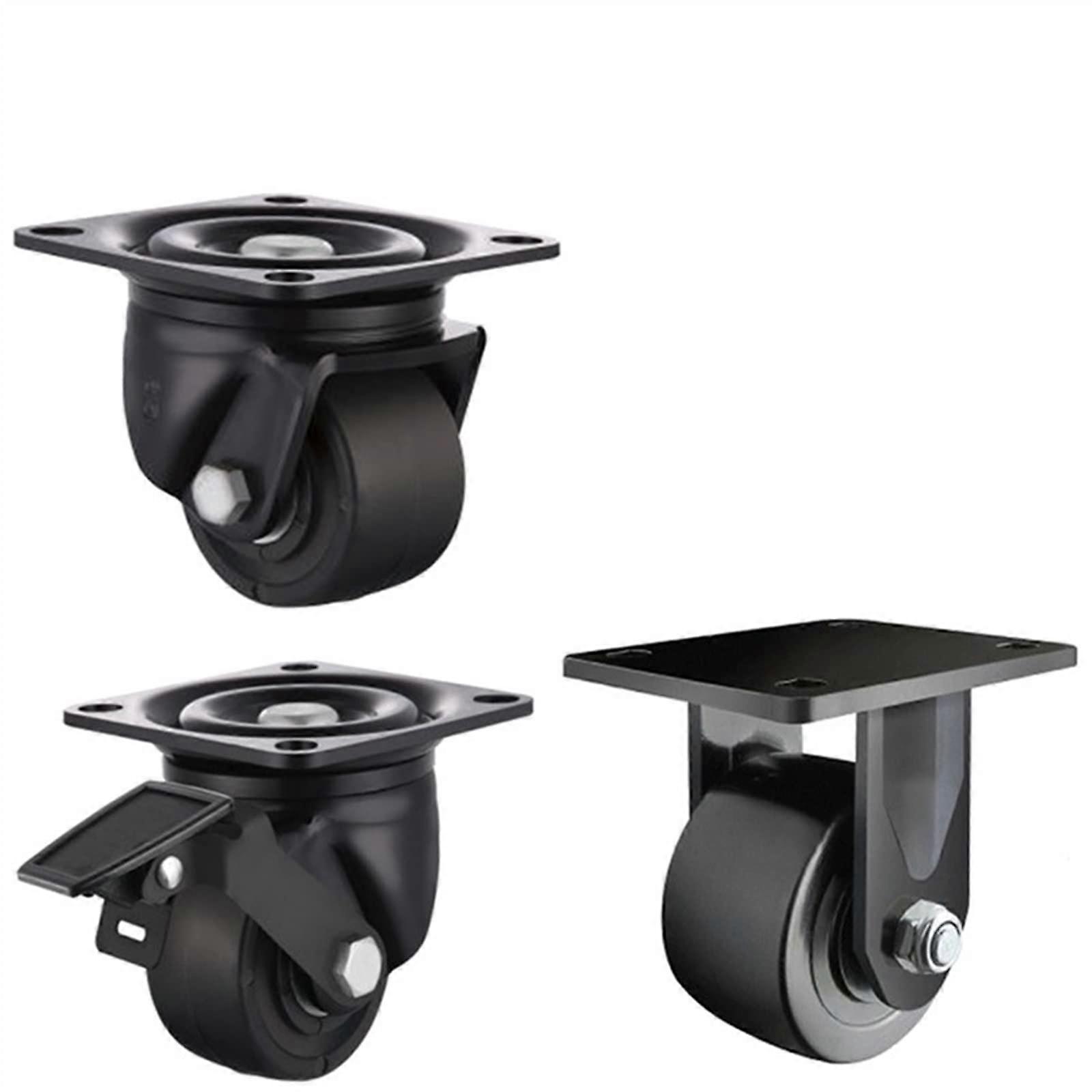 Load capacity 300 kg, 2 inches, low swivel casters with brake, heavyduty trolleys, machine tools, large, 1 piece (with brake).
