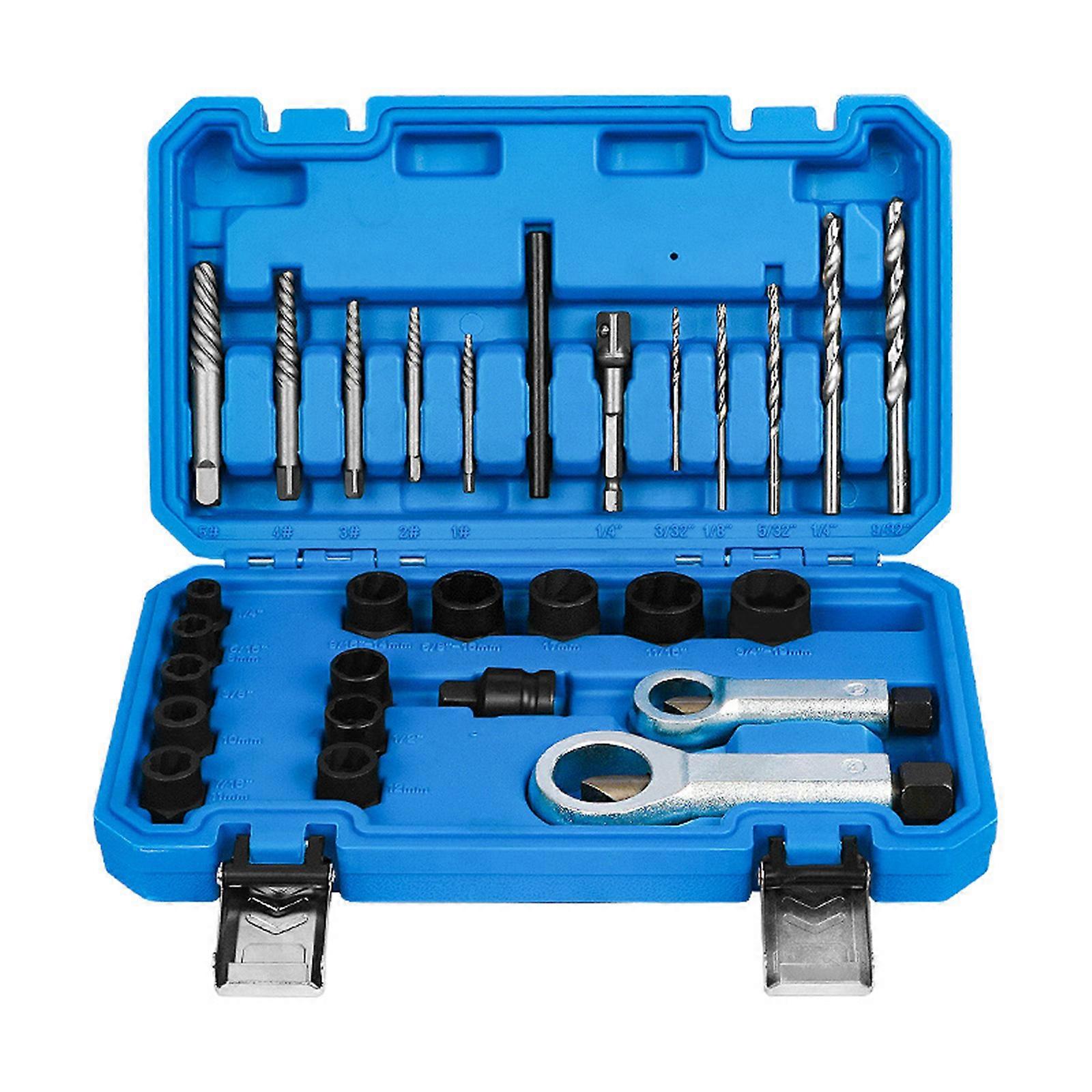 Pack of 28 Damaged Nut Bolt Remover Kit Bolt Broken Nut Screw Remover Extractor Removal Set Threading Tools Kits