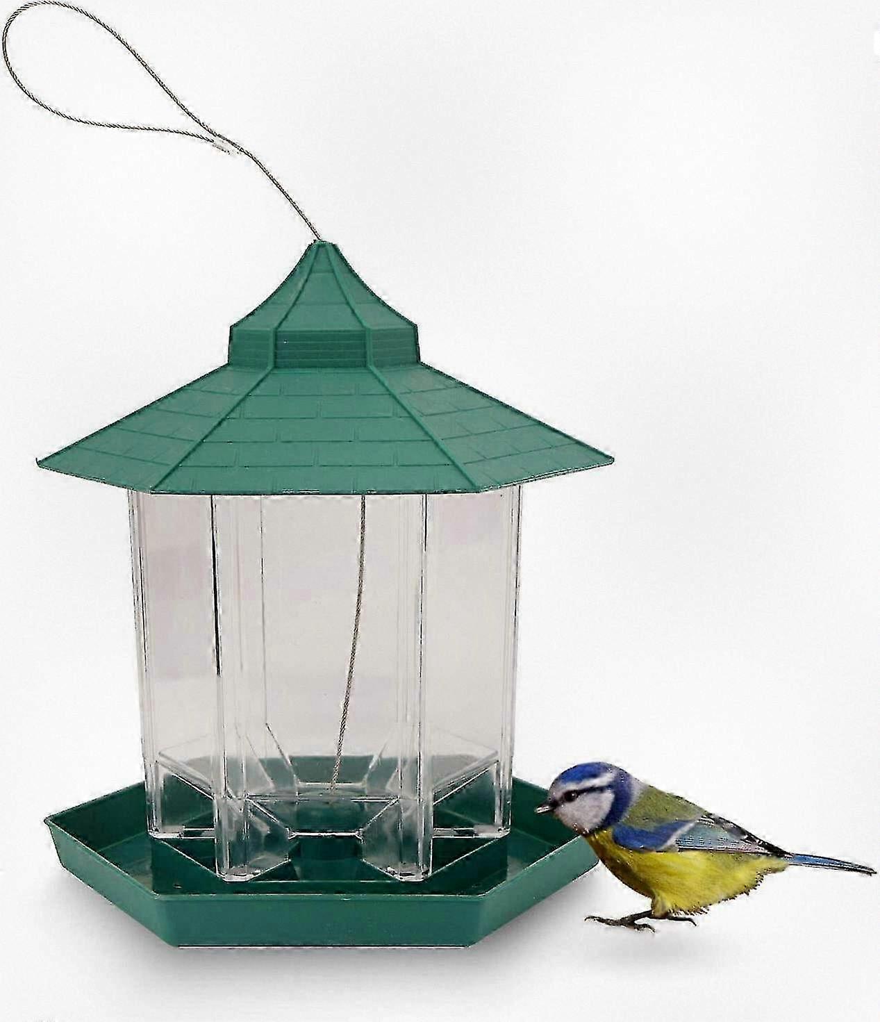 Hexagon Wild Bird Feeder for Garden and Patio Exterior Decoration with Roof, Perfect for Attracting Local Birds
