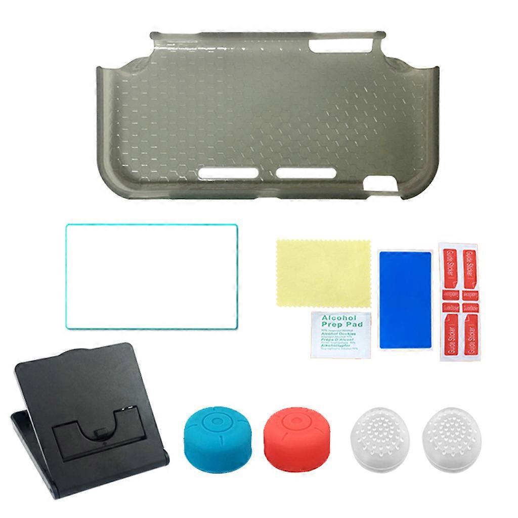 7 in 1 Kit TPU Anti-shock Shell Protective Case Tempered Protector + Play Stand Holder + Screen Film for N-Switch Lite