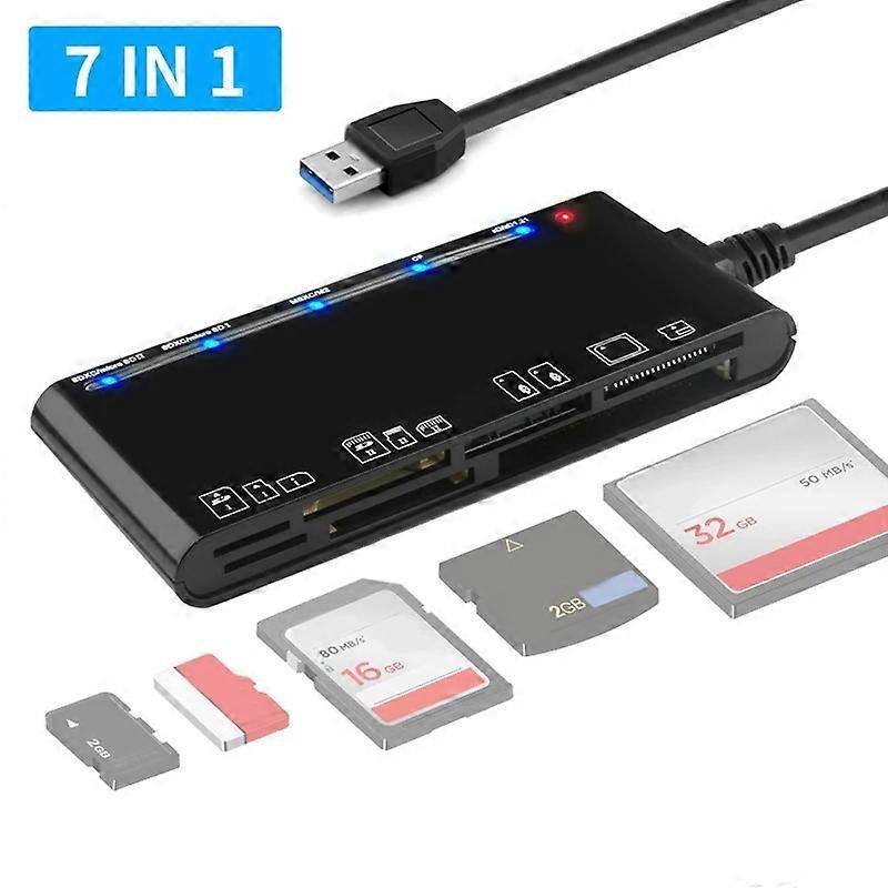 CR7 USB 3.0 Multifunctional Card Reader CF XD MS SD TF Card Reader for Mac/Windows/Linux